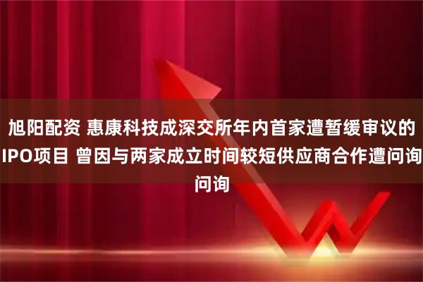 旭阳配资 惠康科技成深交所年内首家遭暂缓审议的IPO项目 曾因与两家成立时间较短供应商合作遭问询